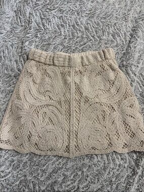 Ultra Pink Beige Crochet Mini Skirt